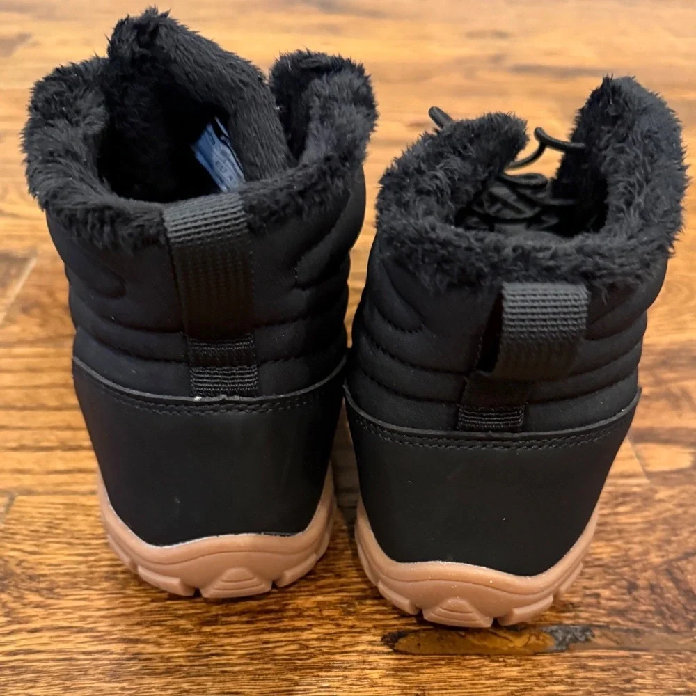 Flarut Winter Snow Boots Black Faux Fur Lined Bungee Lace Gum Sole EU 41 US 8